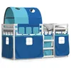 Image de vidaXL Vidaxl Lit Superposé Avec Rideaux Bleu 90x190 Cm Bois Pin Massif