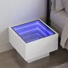 Image de vidaXL Table de chevet avec LED infini blanc 40x40x30 cm3284063