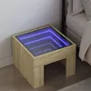Image de vidaXL Table de chevet avec LED infini chêne sonoma 40x40x30 cm3284072