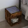 Image de vidaXL Table de chevet avec LED infini chêne marron 40x40x50 cm3284083