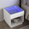 Image de vidaXL Table de chevet avec LED infini blanc 50x50x50 cm