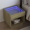 Image de vidaXL Table de chevet avec LED infini chêne sonoma 50x50x50 cm