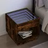 Image de vidaXL Table de chevet avec LED infini chêne fumé 50x50x50 cm3284088