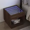 Image de vidaXL Table de chevet avec LED infini chêne marron 50x50x50 cm