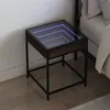 Image de vidaXL Table de chevet avec LED infini chêne marron 40x40x51 cm3284095