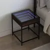Image de vidaXL Table de chevet avec LED infini chÃªne marron 40x40x51 cm