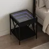 Image de vidaXL Table de chevet avec LED infini noir 40x40x49 cm
