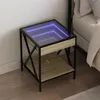 Image de vidaXL Table de chevet avec LED infini chêne sonoma 40x40x49 cm3284097