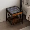 Image de vidaXL Table de chevet avec LED infini chêne fumé 40x40x49 cm3284098