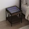 Image de vidaXL Table de chevet avec LED infini chêne marron 40x40x49 cm3284100