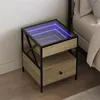Image de vidaXL Table de chevet avec LED infini chêne sonoma 40x40x51 cm3284102