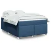 Image de vidaXL Sommier à lattes de lit avec matelas Bleu 140x190 cm Tissu