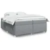 Image de vidaXL Sommier Ã  lattes de lit avec matelas Gris clair 200x200cm Tissu