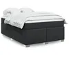 Image de vidaXL Sommier Ã  lattes de lit avec matelas Noir 140x200 cm Similicuir