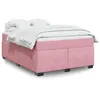 Image de vidaXL Sommier à lattes de lit avec matelas Rose 160x200 cm Velours