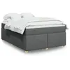 Image de vidaXL Sommier à lattes de lit avec matelas Gris foncé 140x200cm Tissu