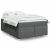 Image de vidaXL Sommier Ã  lattes de lit avec matelas Gris foncÃ© 160x200cm Tissu