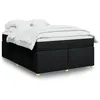 Image de vidaXL Sommier à lattes de lit avec matelas Noir 160x200 cm Tissu