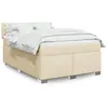 Image de vidaXL Sommier Ã  lattes de lit avec matelas CrÃ¨me 140x190 cm Tissu