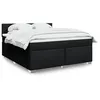 Image de vidaXL Sommier à lattes de lit avec matelas Noir 180x200 cm Tissu