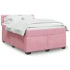 Image de vidaXL Sommier à lattes de lit avec matelas Rose 140x190 cm Velours
