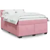 Image de vidaXL vidaXL Sommier à lattes de lit avec matelas Rose 140x190 cm Velours