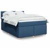 Image de vidaXL Sommier Ã  lattes de lit avec matelas Bleu 140x200 cm Tissu