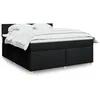 Image de vidaXL Sommier à lattes de lit avec matelas Noir 180x200 cm Tissu