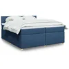 Image de vidaXL Sommier Ã  lattes de lit avec matelas Bleu 200x200 cm Tissu