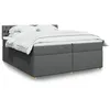 Image de vidaXL Sommier Ã  lattes de lit avec matelas Gris foncÃ© 200x200cm Tissu