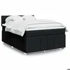 Image de vidaXL Sommier à lattes de lit avec matelas Noir 140x200 cm Tissu