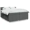 Image de vidaXL Sommier Ã  lattes de lit avec matelas Gris foncÃ© 200x200cm Tissu
