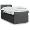 Image de vidaXL Sommier Ã  lattes de lit avec matelas Gris foncÃ© 100x200cm Tissu