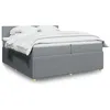 Image de vidaXL Sommier Ã  lattes de lit avec matelas Gris clair 200x200cm Tissu