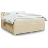 Image de vidaXL Sommier à lattes de lit avec matelas Crème 200x200 cm Tissu