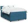 Image de vidaXL Sommier à lattes de lit et matelas bleu 140x190 cm velours