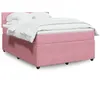 Image de vidaXL Sommier à lattes de lit avec matelas Rose 140x190 cm Velours