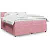 Image de vidaXL Sommier à lattes de lit avec matelas Rose 200x200 cm Velours