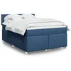 Image de vidaXL Sommier Ã  lattes de lit avec matelas Bleu 140x190 cm Tissu