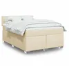 Image de vidaXL Sommier Ã  lattes de lit avec matelas CrÃ¨me 160x200 cm Tissu