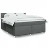 Image de vidaXL Sommier à lattes de lit avec matelas Gris foncé 180x200cm Tissu