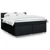 Image de vidaXL Sommier à lattes de lit avec matelas Noir 180x200 cm Tissu