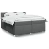 Image de vidaXL Sommier Ã  lattes de lit avec matelas Gris foncÃ© 200x200cm Tissu