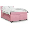 Image de vidaXL Sommier à lattes de lit avec matelas Rose 140x190 cm Velours