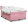 Image de vidaXL Sommier Ã  lattes de lit avec matelas Rose 140x200 cm Velours