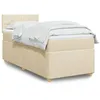 Image de vidaXL Sommier Ã  lattes de lit avec matelas CrÃ¨me 100x200 cm Tissu