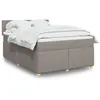 Image de vidaXL Sommier à lattes de lit avec matelas Taupe 140x190 cm Tissu