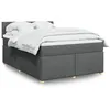 Image de vidaXL Sommier à lattes de lit avec matelas Gris foncé 140x190cm Tissu