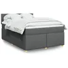 Image de vidaXL Sommier Ã  lattes de lit avec matelas Gris foncÃ© 140x190cm Tissu