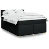 Image de vidaXL Sommier Ã  lattes de lit avec matelas Noir 140x190 cm Tissu